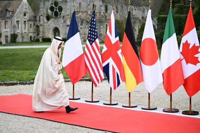 Saudi Arabia's Foreign Minister Faisal bin Farhan arrives to attend a G7 Foreign Ministers' meeting at the Vaux-de-Cernay Abbey in Cernay-la-Ville outside Paris, on March 27, 2026. Foreign ministers from the G7 will take part part in a two-day meeting with European nations and allies seeking to narrow differences with the US on the Middle East war while keeping other crises like Ukraine and Gaza high on the agenda. (Photo by Brendan SMIALOWSKI / POOL / AFP)