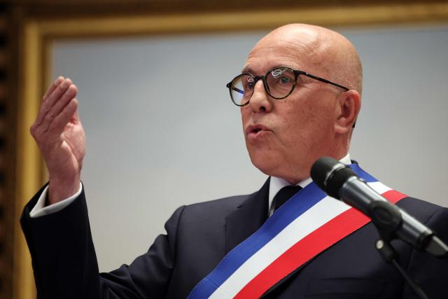 Union des droites pour la République (UDR) leader and newly elected Nice mayor Eric Ciotti delivers a speech during the inaugural city council session in Nice on March 27, 2026. (Photo by Valery HACHE / AFP)