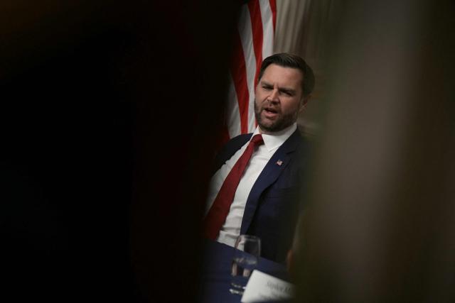 US Vice President JD Vance addresses a Fraud Task Force meeting in the Indian Treaty Room at the White House in Washington, DC, on 27 March, 2026. (Photo by Oliver Contreras / AFP)