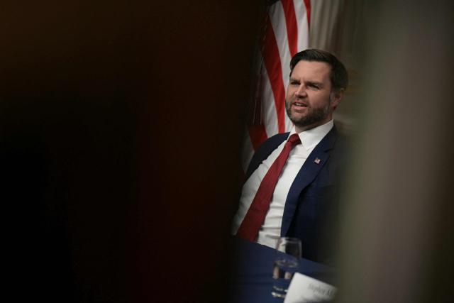 US Vice President JD Vance addresses a Fraud Task Force meeting in the Indian Treaty Room at the White House in Washington, DC, on 27 March, 2026. (Photo by Oliver Contreras / AFP)
