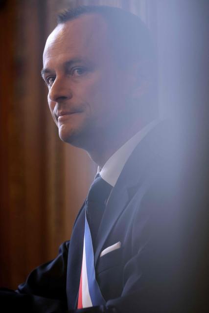 Clermont-Ferrand new mayor Julien Bony delivers a speech during his inaugural city council session in Clermont-Ferrand on March 27, 2026. (Photo by Alex MARTIN / AFP)