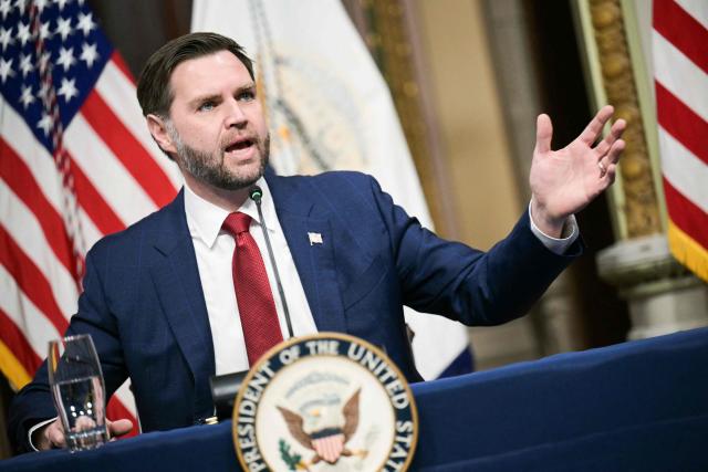 US Vice President JD Vance addresses a Fraud Task Force meeting in the Indian Treaty Room at the White House in Washington, DC, on 27 March, 2026. (Photo by Oliver Contreras / AFP)