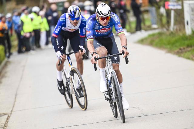 Alpecin-Premier Tech's Dutch rider Mathieu van der Poel competes during the 'E3 Classic', one day cycling race, 208.8 km from and to Harelbeke, on March 27, 2026. (Photo by Nico VEREECKEN / Belga / AFP) / Belgium OUT