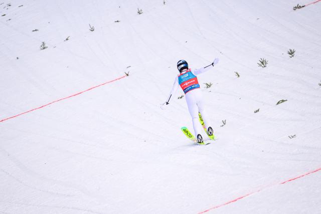 Austria’s Stephan Embacher competes during the first round of the Men Individual Flying Hill competition of the FIS Ski Jumping World Cup in Planica, Slovenia on March 27, 2026. (Photo by Jure Makovec / AFP)