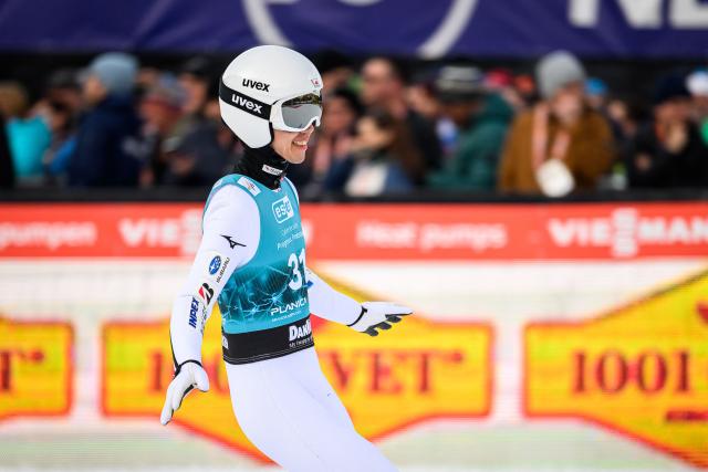 Japan’s Naoki Nakamura reacts during the second round of the Men Individual Flying Hill competition of the FIS Ski Jumping World Cup in Planica, Slovenia on March 27, 2026. (Photo by Jure Makovec / AFP)