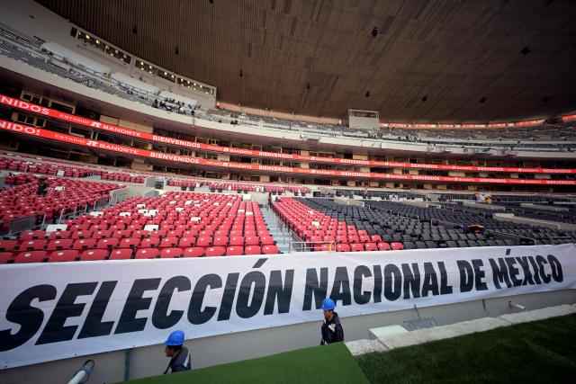 This image shows a partial view inside the newly renovated Banorte Stadium, formerly the Azteca Stadium, in Mexico City on March 27, 2026. (Photo by Alfredo ESTRELLA / AFP)