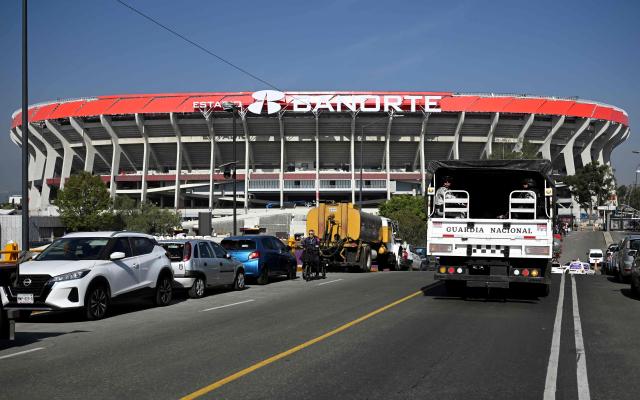 This image shows the newly renovated Banorte Stadium, formerly the Azteca Stadium, in Mexico City on March 27, 2026. (Photo by Alfredo ESTRELLA / AFP)