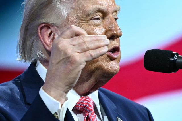 US President Donald Trump speaks during the Future Investment Initiative (FII) Summit in Miami Beach, Florida, on March 27, 2026. (Photo by Mandel NGAN / AFP)