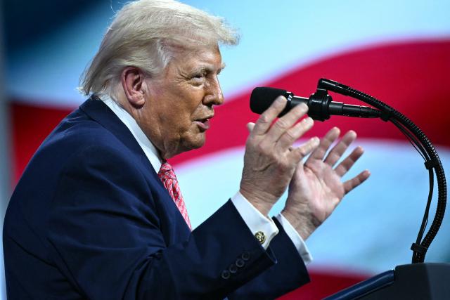 US President Donald Trump speaks during the Future Investment Initiative (FII) Summit in Miami Beach, Florida, on March 27, 2026. (Photo by Mandel NGAN / AFP)