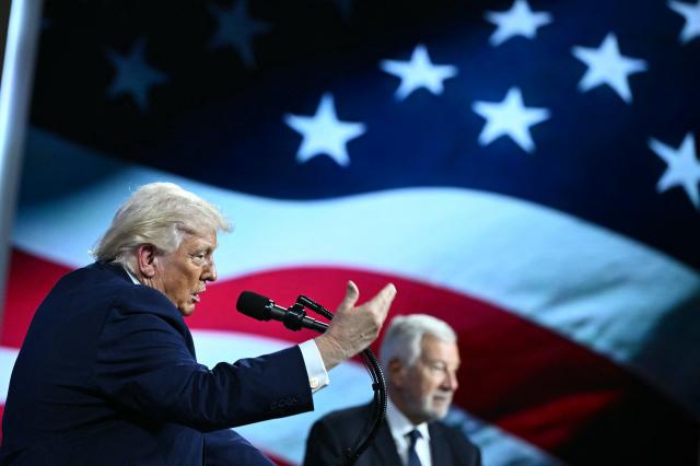 US President Donald Trump speaks during the Future Investment Initiative (FII) Summit in Miami Beach, Florida, on March 27, 2026. (Photo by Mandel NGAN / AFP)