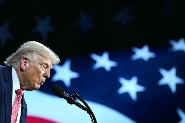 US President Donald Trump speaks during the Future Investment Initiative (FII) Summit in Miami Beach, Florida, on March 27, 2026. (Photo by Mandel NGAN / AFP)
