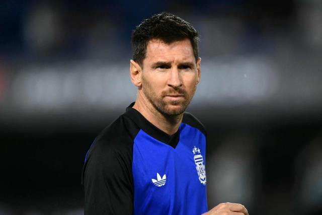 Argentina's forward #10 Lionel Messi looks on before the start of a friendly football match between Argentina and Mauritania at La Bombonera stadium in Buenos Aires on March 27, 2026. (Photo by Luis ROBAYO / AFP)
