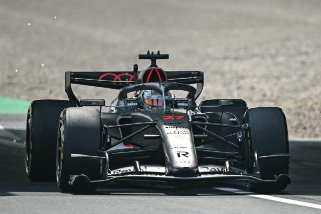Audi's German driver Nico Hulkenberg drives during the third practice session ahead of the Formula One Japanese Grand Prix at the Suzuka circuit in Suzuka, Mie prefecture on March 28, 2026. (Photo by Philip FONG / AFP)