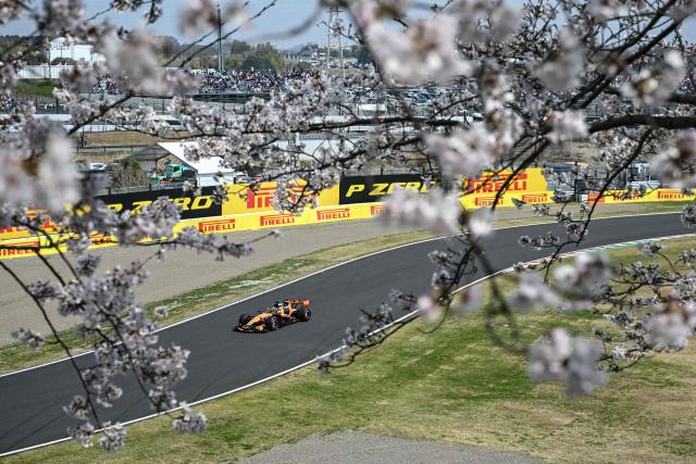 McLaren's Australian driver Oscar Piastri drives during the third practice session ahead of the Formula One Japanese Grand Prix at the Suzuka circuit in Suzuka, Mie prefecture on March 28, 2026. (Photo by ANDREW CABALLERO-REYNOLDS / AFP)