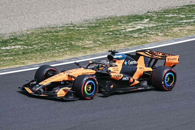 McLaren's Australian driver Oscar Piastri drives during the third practice session ahead of the Formula One Japanese Grand Prix at the Suzuka circuit in Suzuka, Mie prefecture on March 28, 2026. (Photo by ANDREW CABALLERO-REYNOLDS / AFP)