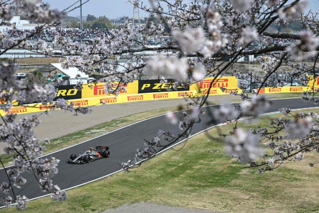Audi's Brazilian driver Gabriel Bortoleto drives during the third practice session ahead of the Formula One Japanese Grand Prix at the Suzuka circuit in Suzuka, Mie prefecture on March 28, 2026. (Photo by ANDREW CABALLERO-REYNOLDS / AFP)