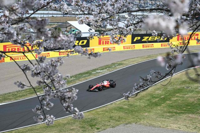Ferrari's Monegasque driver Charles Leclerc drives during the third practice session ahead of the Formula One Japanese Grand Prix at the Suzuka circuit in Suzuka, Mie prefecture on March 28, 2026. (Photo by ANDREW CABALLERO-REYNOLDS / AFP)