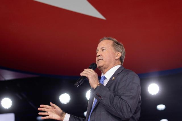Texas Attorney General Ken Paxton speaks during the Conservative Political Action Conference (CPAC) in Grapevine, Texas, on March 27, 2026. American conservatives converge on Texas this week for what organizers bill as their largest and most influential gathering, with the Iran war and fears of a punishing midterm election cycle heightening the stakes. (Photo by Leandro Lozada / AFP)