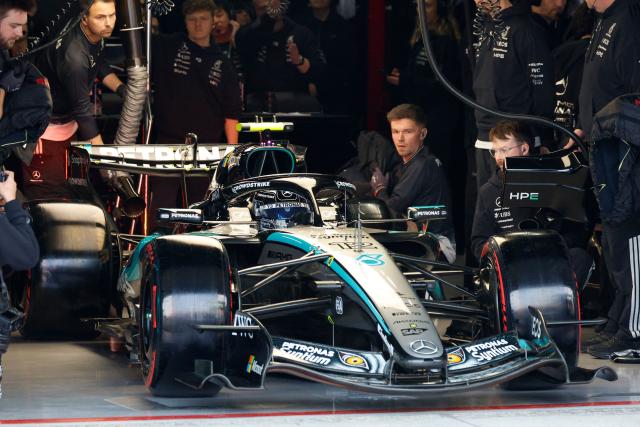 Mercedes' Italian driver Kimi Antonelli prepares to leave the pits during the qualifying session ahead of the Formula One Japanese Grand Prix at the Suzuka circuit in Suzuka, Mie prefecture on March 28, 2026. (Photo by FRANCK ROBICHON / POOL / AFP)