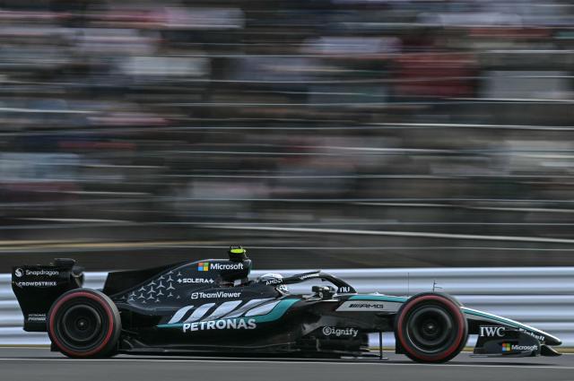Mercedes' Italian driver Kimi Antonelli drives during the qualifying session ahead of the Formula One Japanese Grand Prix at the Suzuka circuit in Suzuka, Mie prefecture on March 28, 2026. (Photo by Philip FONG / AFP)
