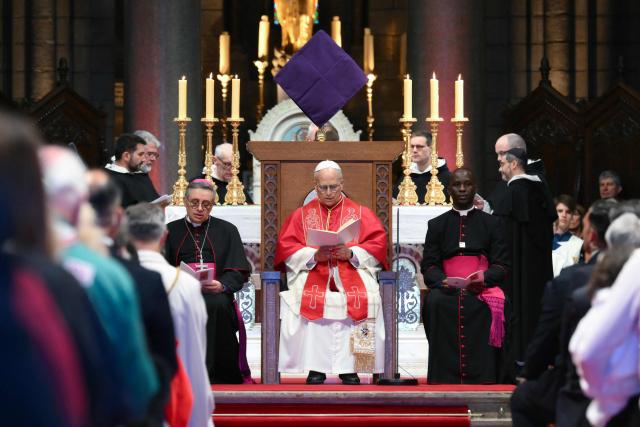 Pope Leo XIV adresses members of the catholic community in the Cathedral of the Immaculate Conception in Monte Carlo, Monaco, on March 28, 2026. Pope Leo XIV heads to the Mediterranean principality of Monaco on the French Riviera that is the pontiff's surprise pick for the first western European trip of his papacy. The US-born pope, a former missionary critical of the wealthy elite, will helicopter in for a day in the world's second-smallest state, best known for its casinos, luxury yachts and Michelin-starred dining. (Photo by Marco BERTORELLO / AFP)