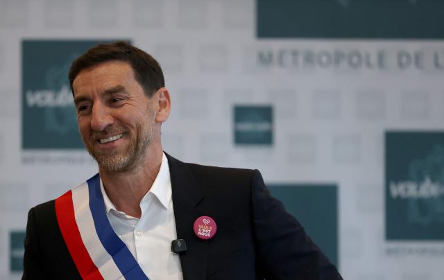 Mayor of Vaulx-en-Velin Abdelkader Lahmar looks on during his inaugural city council session in Vaulx-en-Velin, central-eastern France on March 28, 2026. (Photo by Alex MARTIN / AFP)