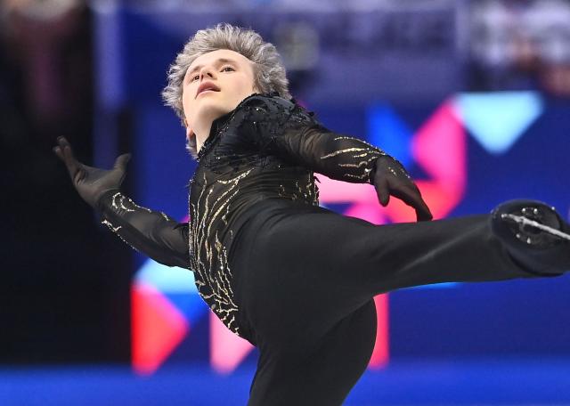 USA's Ilia Malinin performs during the men's free skating program of the 2026 ISU Figure Skating World Championships in Prague, Czech Republic on March 28, 2026. (Photo by Michal Cizek / AFP)