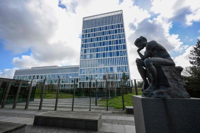 This picture taken on March 28, 2026 shows the EU Agency for Criminal Justice Cooperation (Eurojust) headquarters in The Hague. (Photo by JOHN THYS / AFP)