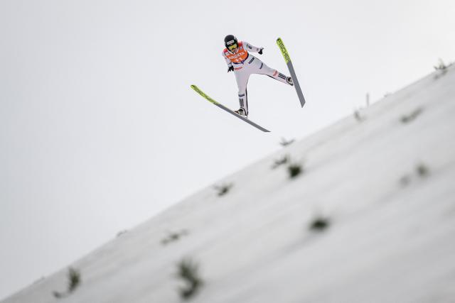 Norway's Anna Odine Stroem competes in the first round of the Women Individual Flying Hill competition of the FIS Ski Jumping World Cup in Planica on March 28, 2026. (Photo by Jure Makovec / AFP)