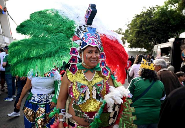 A Mexican fan arrives before the inauguration of Banorte Stadium (formerly known as Azteca), for a friendly match between Mexico and Portugal, in Mexico City on March 28, 2026. (Photo by Carl de Souza / AFP)