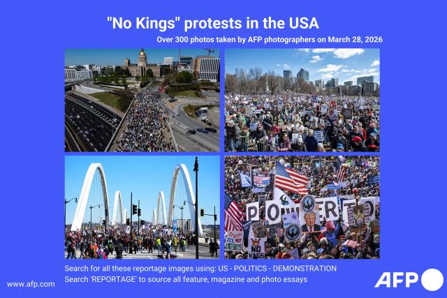 "No Kings" national day of protest in the US on March 28, 2026. Search all these reportage images using US-POLITICS-DEMONSTRATION-REPORTAGE.
Search "REPORTAGE" to source all feature, magazine and photo essays.
More pictures can be found on afpforum.com (Photo by AFP)
