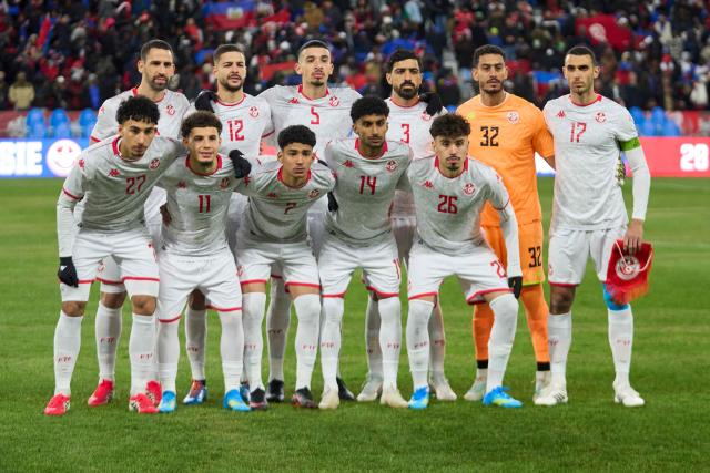 Tunisia's players pose for a team photo ahead of a friendly football match against Haiti at BMO Field in Toronto, Canada, on March 28, 2026. (Photo by Geoff Robins / AFP)