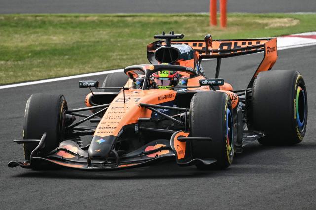 McLaren's Australian driver Oscar Piastri leads during the Formula One Japanese Grand Prix at the Suzuka circuit in Suzuka, Mie prefecture on March 29, 2026. (Photo by Philip FONG / AFP)