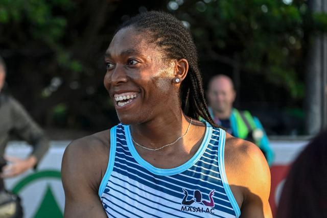 South African Olympic champion Caster Semenya reacts after competing in the Cape Town SPAR Women’s 10km Challenge in Cape Town on March 29, 2026. (Photo by Rodger Bosch / AFP)