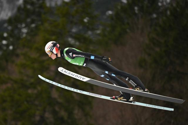 Germany's Philipp Raimund competes in the first round of the Men's Individual Large Hill event at the FIS Jumping World Cup in Planica on March 29, 2026. (Photo by JURE MAKOVEC / AFP)