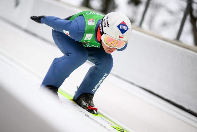 Poland’s Kamil Stoch competes during the trial round of the Individual Flying Hill competition of the FIS Ski Jumping World Cup in Planica, Slovenia on March 29, 2026. (Photo by Jure Makovec / AFP)