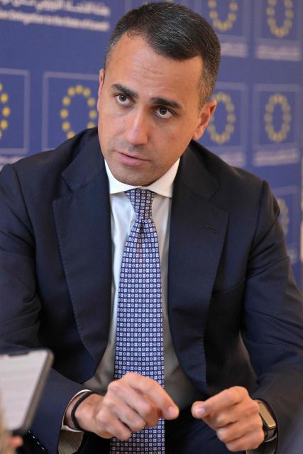 Luigi Di Maio, EU Special Representative for the Gulf region, speaks to reporters in Kuwait City on March 29, 2026. (Photo by YASSER AL-ZAYYAT / AFP)