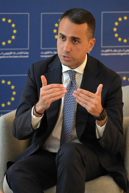 Luigi Di Maio, EU Special Representative for the Gulf region, speaks to reporters in Kuwait City on March 29, 2026. (Photo by YASSER AL-ZAYYAT / AFP)