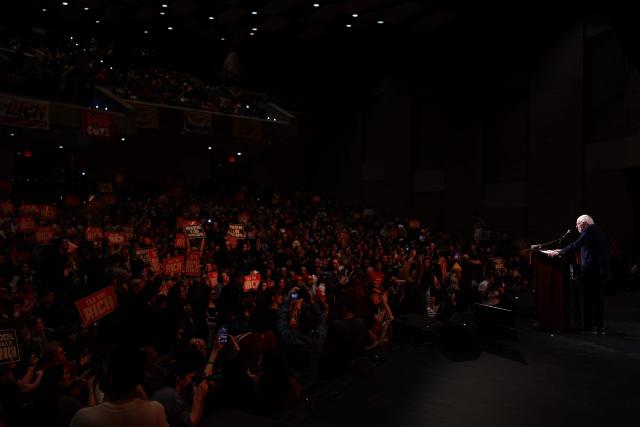 US Senator Bernie Sanders, Independent from Vermont, speaks during a "Tax the Rich" rally at Lehman College in the Bronx borough of New York City on March 29, 2026. (Photo by CHARLY TRIBALLEAU / AFP)