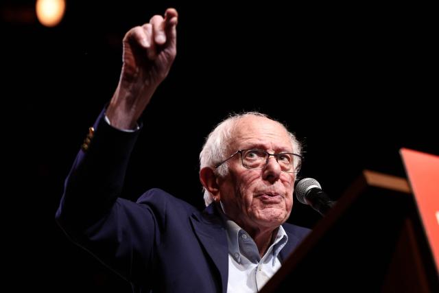 US Senator Bernie Sanders, Independent from Vermont, gestures as he speaks during a "Tax the Rich" rally at Lehman College in the Bronx borough of New York City on March 29, 2026. (Photo by CHARLY TRIBALLEAU / AFP)