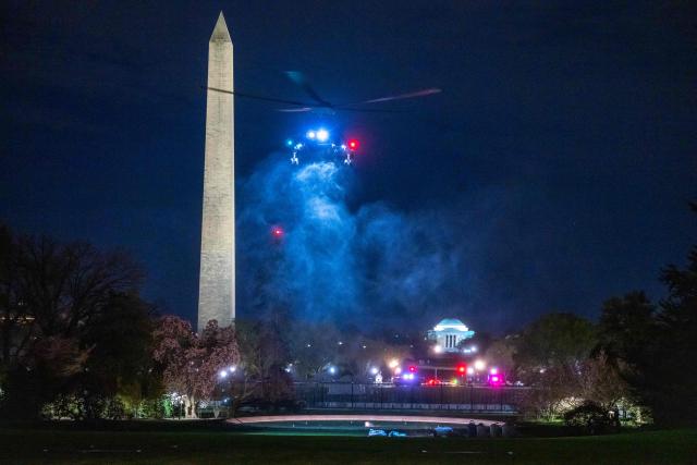 Marine One with US President Donald Trump onboard lands on the South Lawn upon returning to the White House in Washington, DC, on March 29, 2026. Trump is returning from a weekend at his Mar-a-Lago resort. (Photo by Ken CEDENO / AFP)