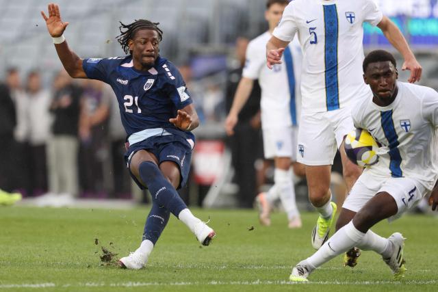 Cape Verde's Nuno da Costa shoots during the international friendly football match between Cape Verde and Finland at Eden Park in Auckland on March 30, 2026. (Photo by Michael Bradley / AFP)