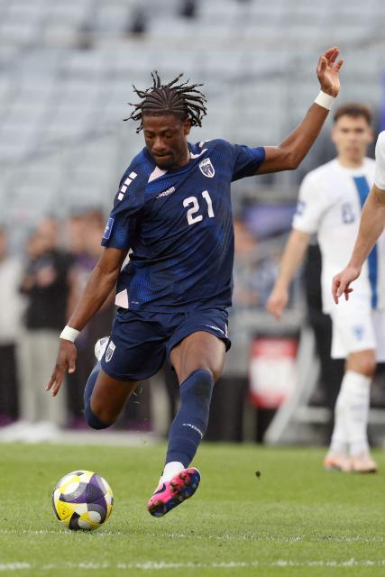 Cape Verde's Nuno da Costa shoots during the international friendly football match between Cape Verde and Finland at Eden Park in Auckland on March 30, 2026. (Photo by Michael Bradley / AFP)