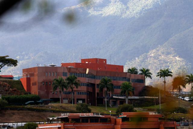 (FILES) This view shows the US Embassy in Caracas on January 31, 2026. The US Embassy in Venezuela resumed operations on March 30, 2026, after being closed for seven years, the State Department announced, following Washington's ouster of leftist president Nicolas Maduro. “Today, we are formally resuming operations at the US embassy in Caracas, marking a new chapter in our diplomatic presence in Venezuela," the State Department said in a statement. (Photo by Pedro MATTEY / AFP)