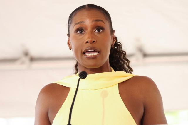 US actress Issa Rae speaks during US singer and actress Brandy's Walk of Fame star ceremony in Hollywood on March 30, 2026. (Photo by Patrick T. Fallon / AFP)