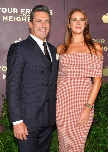 US actor Jon Hamm and US actress Anna Osceola attend the red carpet event for Apple TV’s "Your Friends & Neighbors" Season 2 at The New York Historical in New York on March 30, 2026. (Photo by ANGELA WEISS / AFP)