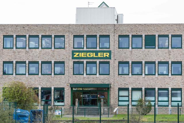 (FILES) This photograph shows a site of the Belgian road transport company Ziegler in Roncq, northern France, on March 27, 2026. The critical situation of Ziegler France, the French subsidiary of Belgian transporter Ziegler, which has been under court-ordered restructuring since early March and now faces possible liquidation, is set to be reviewed by the Lille Metropole commercial court on March 30, 2026, with 1.400 jobs at stake. (Photo by Sameer Al-DOUMY / AFP)