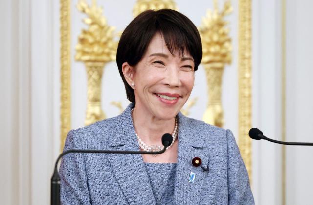 Japan's Prime Minister Sanae Takaichi gives a statement after a meeting with Indonesia's President Prabowo Subianto at the Akasaka guesthouse in Tokyo on March 31, 2026. (Photo by YOSHIKAZU TSUNO / POOL / AFP)