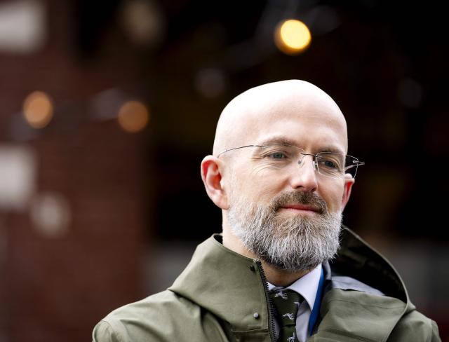 Ambassador of Ukraine to the Netherlands Oleksandr Karasevych attends a conference to strengthen mutual cooperation between the Netherlands and Ukraine in Breda on March 31, 2026. (Photo by Sem van der Wal / ANP / AFP) / Netherlands OUT