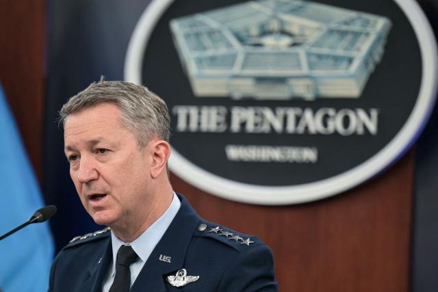 Chairman of the Joint Chiefs of Staff General Dan Caine speaks during a press briefing at the Pentagon in Washington, DC, on March 31, 2026. Hegseth said Tuesday that talks on ending the Iran war are making progress even as the more than month-long US-Israeli military campaign against the Islamic republic continued. "They are very real. They are ongoing, they are active, and I think, gaining strength," Hegseth told reporters of the negotiations. (Photo by Oliver Contreras / AFP)